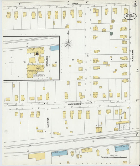 Sanborn Fire Insurance Map from Albion, Orleans County, New York (1900), Sheet #0003 - Historic Sanborn Fire Insurance Map Print, vintage old map wall art, antique decor, genealogy gift, New York New York map
