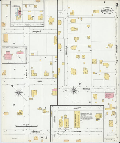 Sanborn Fire Insurance Map from Morganfield, Union County, Kentucky (1901), Sheet #0003 - Complete Map Set gallery image, historic Sanborn map, vintage wall art, Kentucky Kentucky