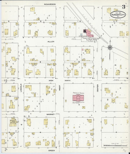 Sanborn Fire Insurance Map from Farmer City, De Witt County, Illinois (1911), Sheet #0003 - Historic Sanborn Fire Insurance Map Print, vintage old map wall art, antique decor, genealogy gift, Illinois Illinois map
