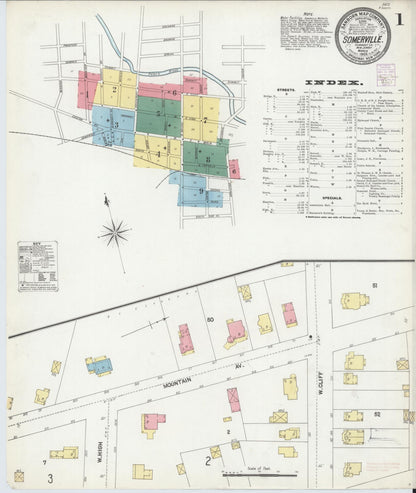 Sanborn Fire Insurance Map from Somerville, Somerset County, New Jersey (1902), Sheet #0001 - Historic Sanborn Fire Insurance Map Print, vintage old map wall art, antique decor, genealogy gift, New Jersey New Jersey map