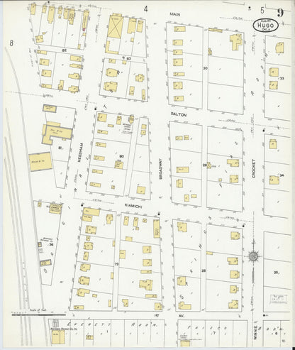 Sanborn Fire Insurance Map from Hugo, Choctaw County, Oklahoma (1911), Sheet #0009 - Complete Map Set gallery image, historic Sanborn map, vintage wall art, Oklahoma Oklahoma