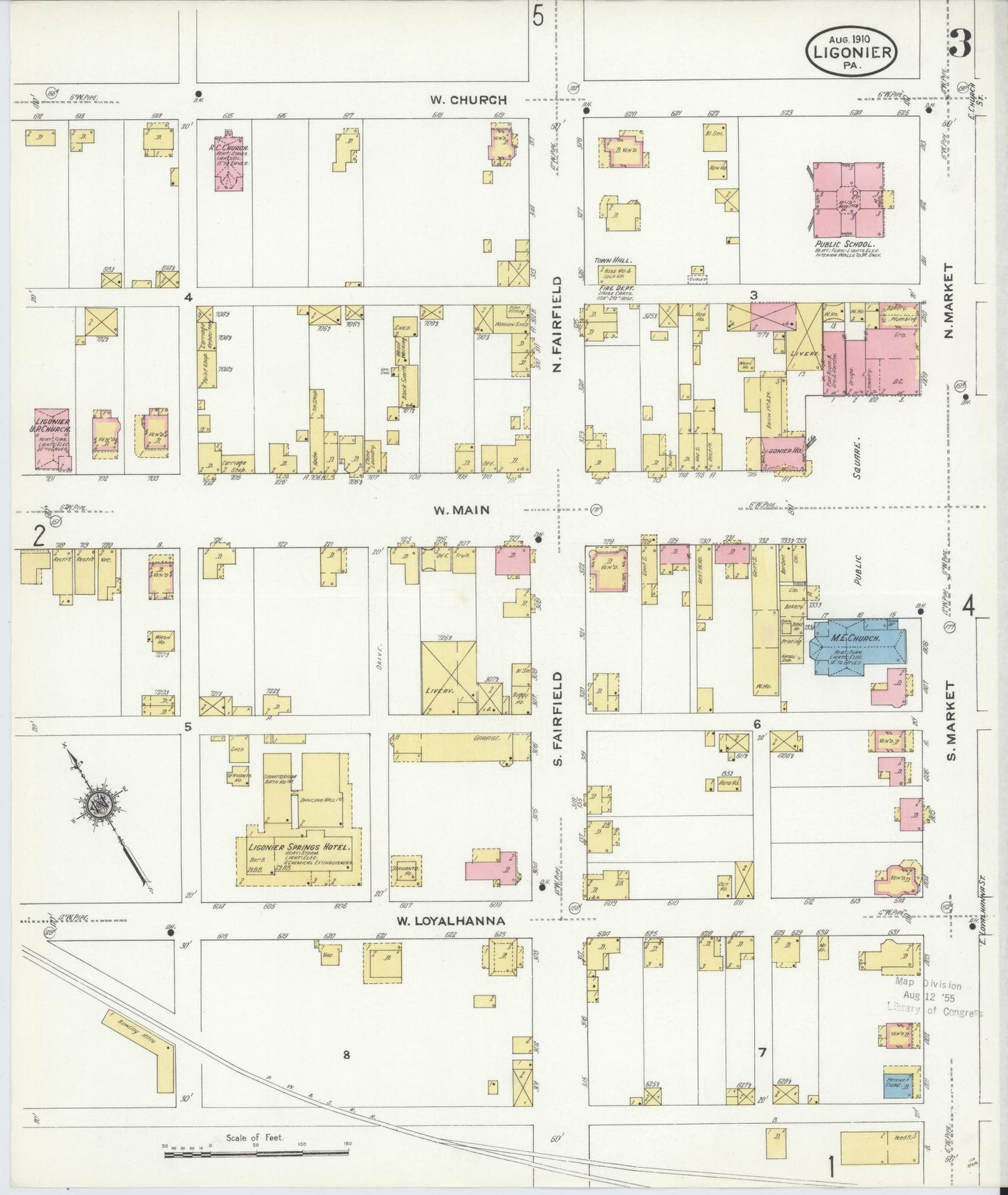 Sanborn Fire Insurance Map from Ligonier, Westmoreland County, Pennsylvania (1910), Sheet #0003 - Complete Map Set gallery image, historic Sanborn map, vintage wall art, Pennsylvania Pennsylvania