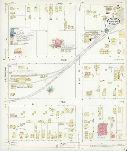 Sanborn Fire Insurance Map from Vineland, Cumberland County, New Jersey (1912), Sheet #0005 - Complete Map Set gallery image, historic Sanborn map, vintage wall art, New Jersey New Jersey