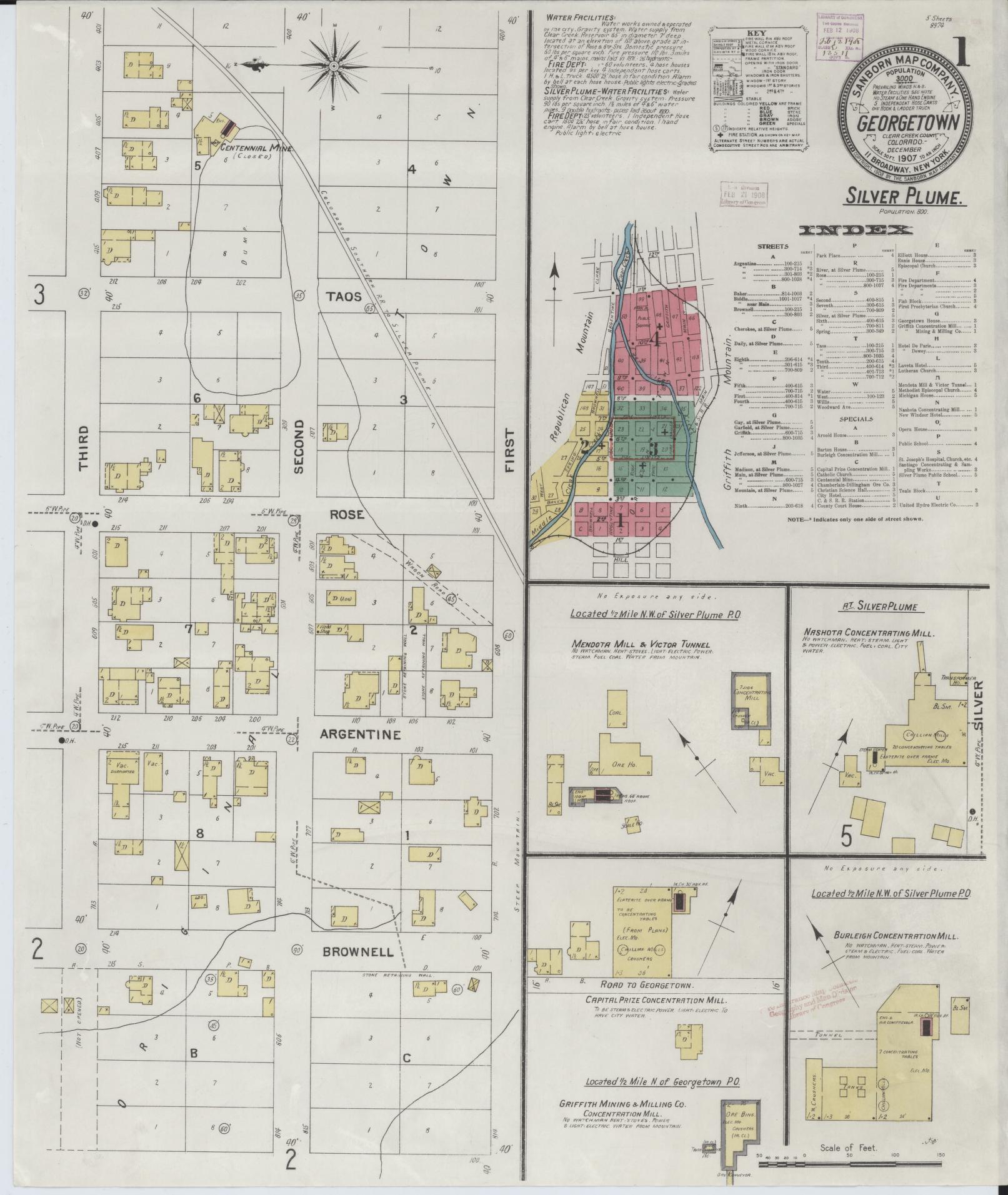 Sanborn Fire Insurance Map from Georgetown, Clear Creek County, Colorado. (1907) – Historic Sanborn Fire Insurance Map Print
