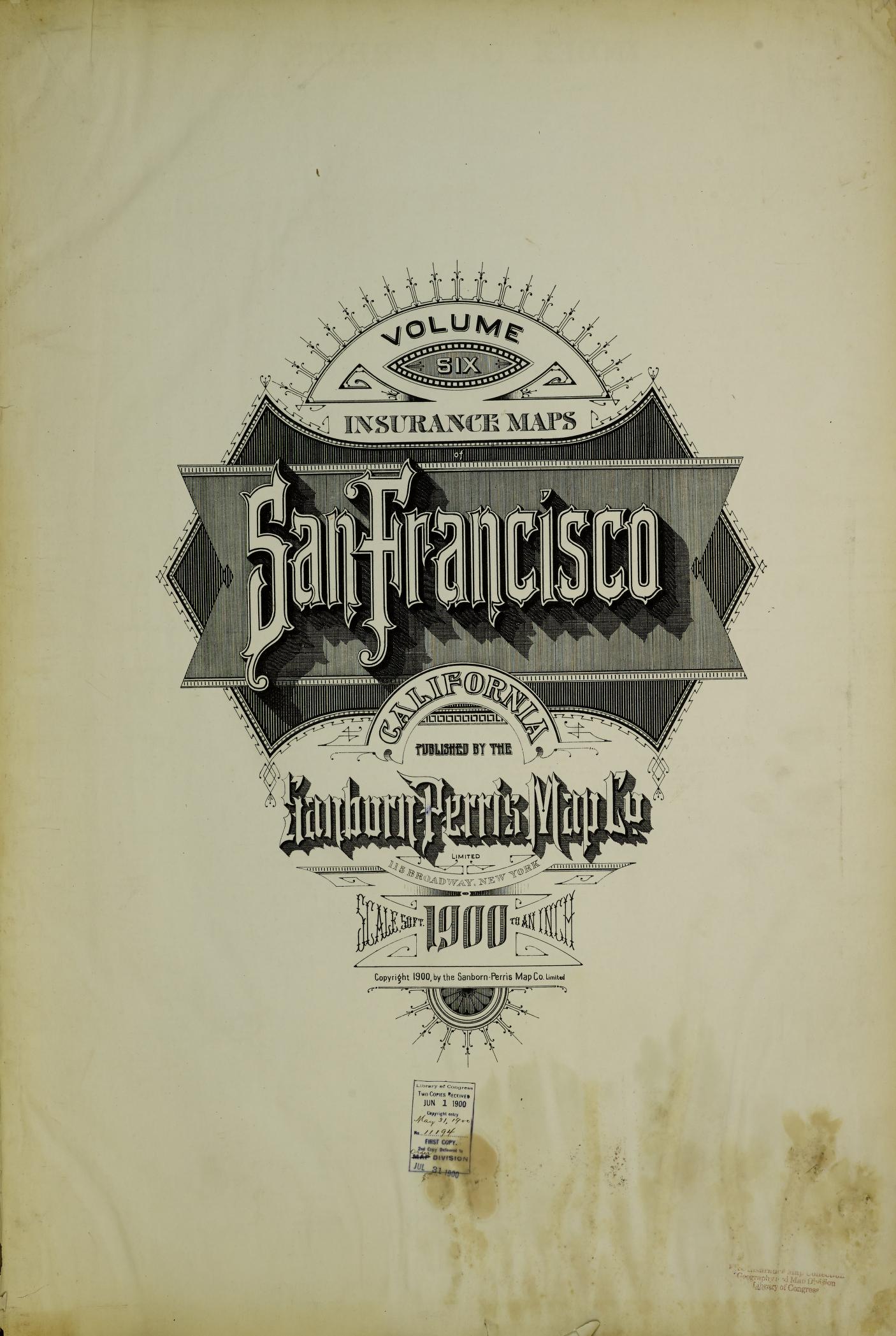 Sanborn Fire Insurance Map from San Francisco, San Francisco County, California (1900), Sheet #0001 - Complete Map Set gallery image, historic Sanborn map, vintage wall art, California California