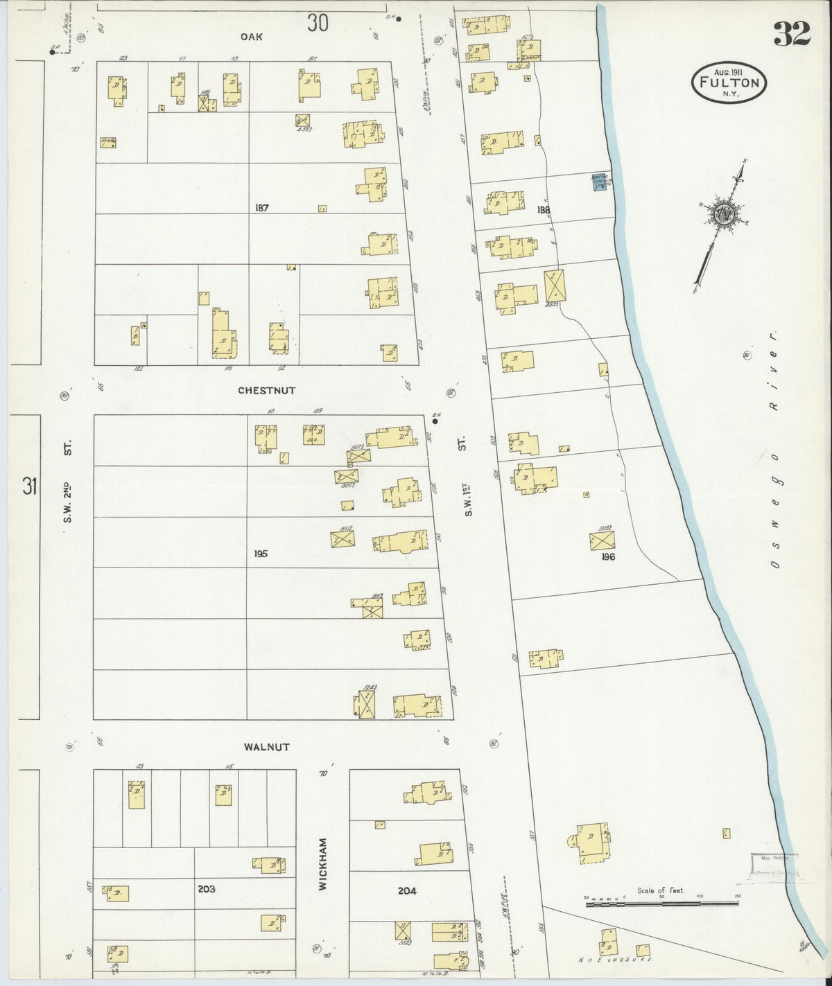 Sanborn Fire Insurance Map from Fulton, Oswego County, New York (1911), Sheet #0032 - Complete Map Set gallery image, historic Sanborn map, vintage wall art, New York New York