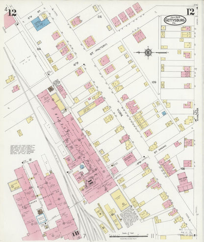 Sanborn Fire Insurance Map from Gettysburg, Adams County, Pennsylvania (1924), Sheet #0012 - Complete Map Set gallery image, historic Sanborn map, vintage wall art, Pennsylvania Pennsylvania