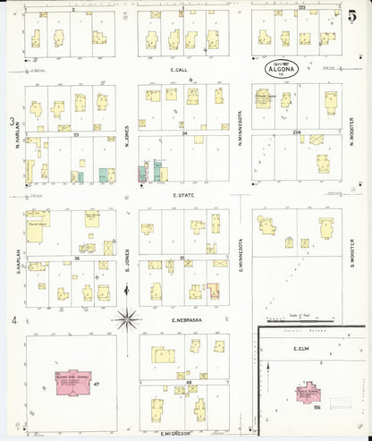 Sanborn Fire Insurance Map from Algona, Kossuth County, Iowa (1907), Sheet #0005 - Historic Sanborn Fire Insurance Map Print