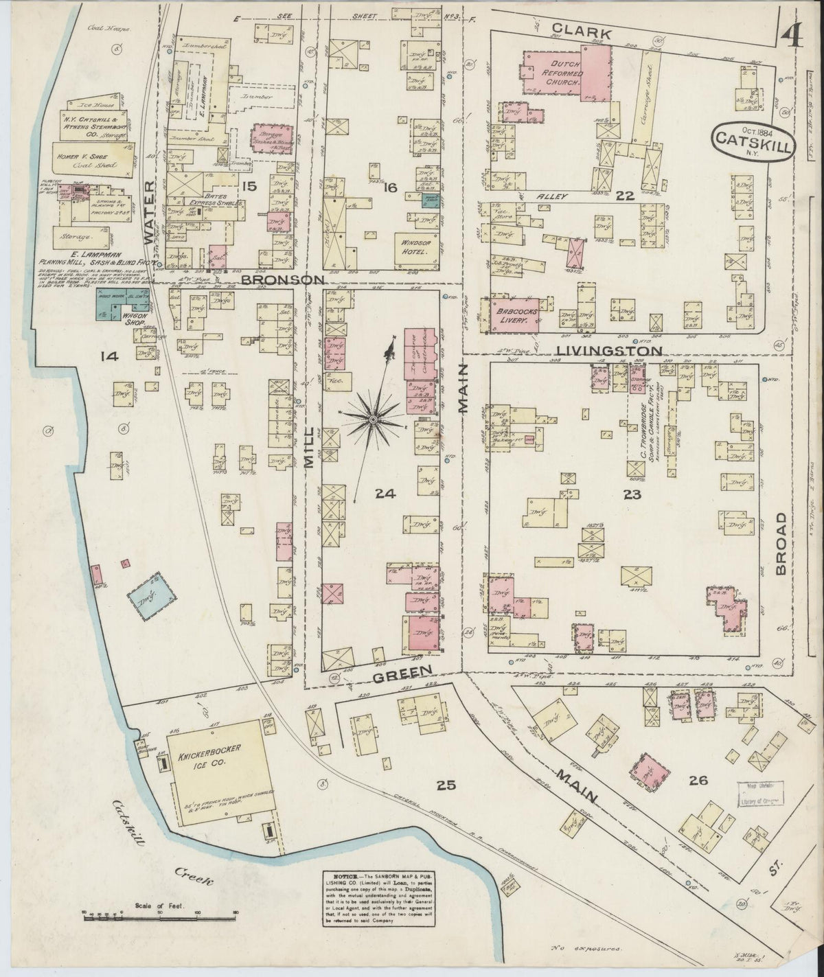 Sanborn Fire Insurance Map from Catskill, Greene County, New York (1884), Sheet #0004 - Historic Sanborn Fire Insurance Map Print, vintage old map wall art, antique decor, genealogy gift, New York New York map