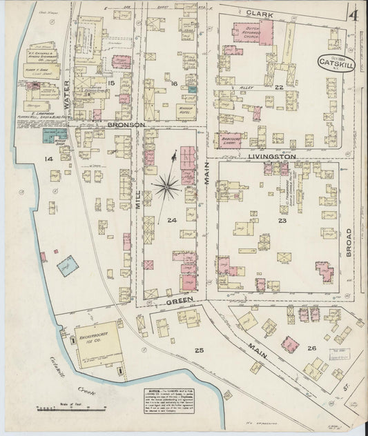 Sanborn Fire Insurance Map from Catskill, Greene County, New York (1884), Sheet #0004 - Historic Sanborn Fire Insurance Map Print, vintage old map wall art, antique decor, genealogy gift, New York New York map