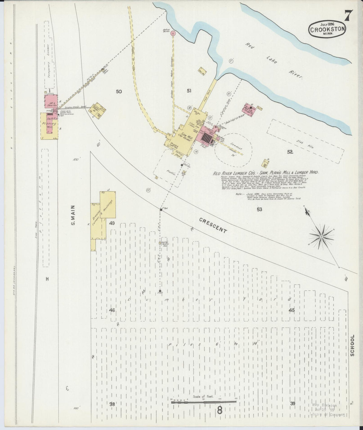 Sanborn Fire Insurance Map from Crookston, Polk County, Minnesota (1896), Sheet #0007 - Complete Map Set gallery image, historic Sanborn map, vintage wall art, Minnesota Minnesota