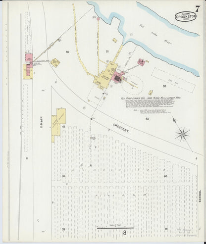 Sanborn Fire Insurance Map from Crookston, Polk County, Minnesota (1896), Sheet #0007 - Complete Map Set gallery image, historic Sanborn map, vintage wall art, Minnesota Minnesota