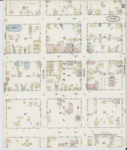 Sanborn Fire Insurance Map from Peru, La Salle County, Illinois (1888), Sheet #0002 - Historic Sanborn Fire Insurance Map Print, vintage old map wall art, antique decor, genealogy gift, Illinois Illinois map