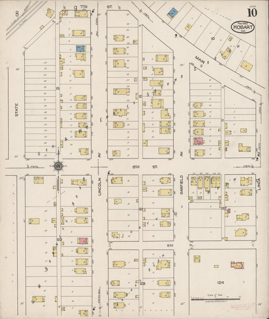 Sanborn Fire Insurance Map from Hobart, Lake County, Indiana (1922), Sheet #0010 - Historic Sanborn Fire Insurance Map Print, vintage old map wall art, antique decor, genealogy gift, Indiana Indiana map