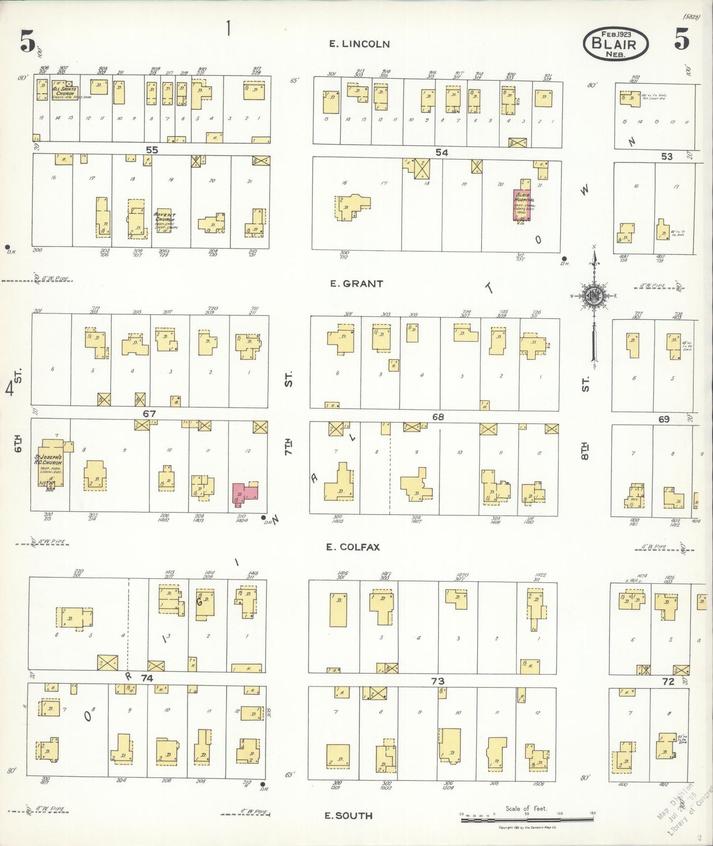 Sanborn Fire Insurance Map from Blair, Washington County, Nebraska (1923), Sheet #0005 - Complete Map Set gallery image, historic Sanborn map, vintage wall art, Nebraska Nebraska