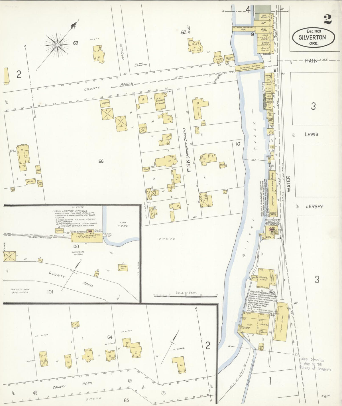 Sanborn Fire Insurance Map from Silverton, Marion County, Oregon (1903), Sheet #0002 - Historic Sanborn Fire Insurance Map Print, vintage old map wall art, antique decor, genealogy gift, Oregon Oregon map