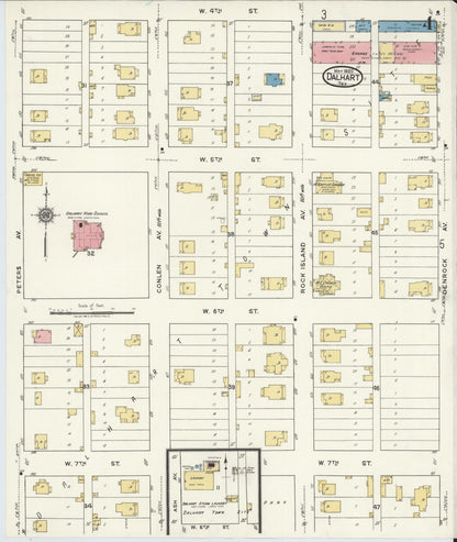 Sanborn Fire Insurance Map from Dalhart, Dallam And Hartley County, Texas (1920), Sheet #0004 - Historic Sanborn Fire Insurance Map Print, vintage old map wall art, antique decor, genealogy gift, Texas Texas map