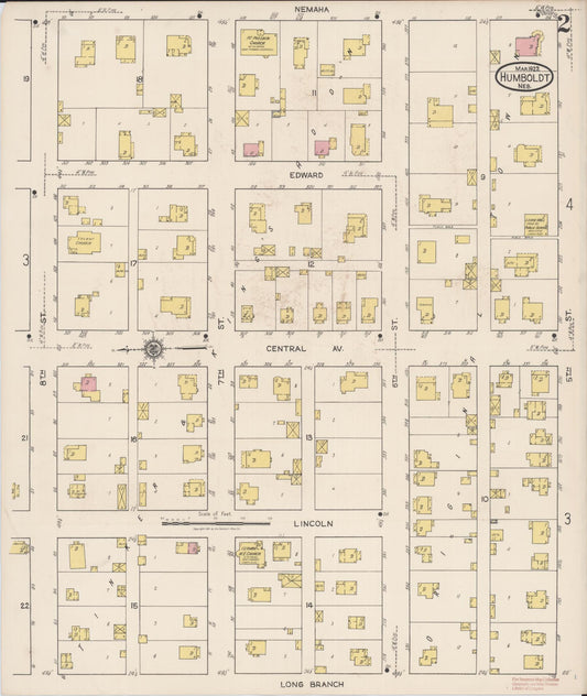 Sanborn Fire Insurance Map from Humboldt, Richardson County, Nebraska (1922), Sheet #0002 - Historic Sanborn Fire Insurance Map Print, vintage old map wall art, antique decor, genealogy gift, Nebraska Nebraska map