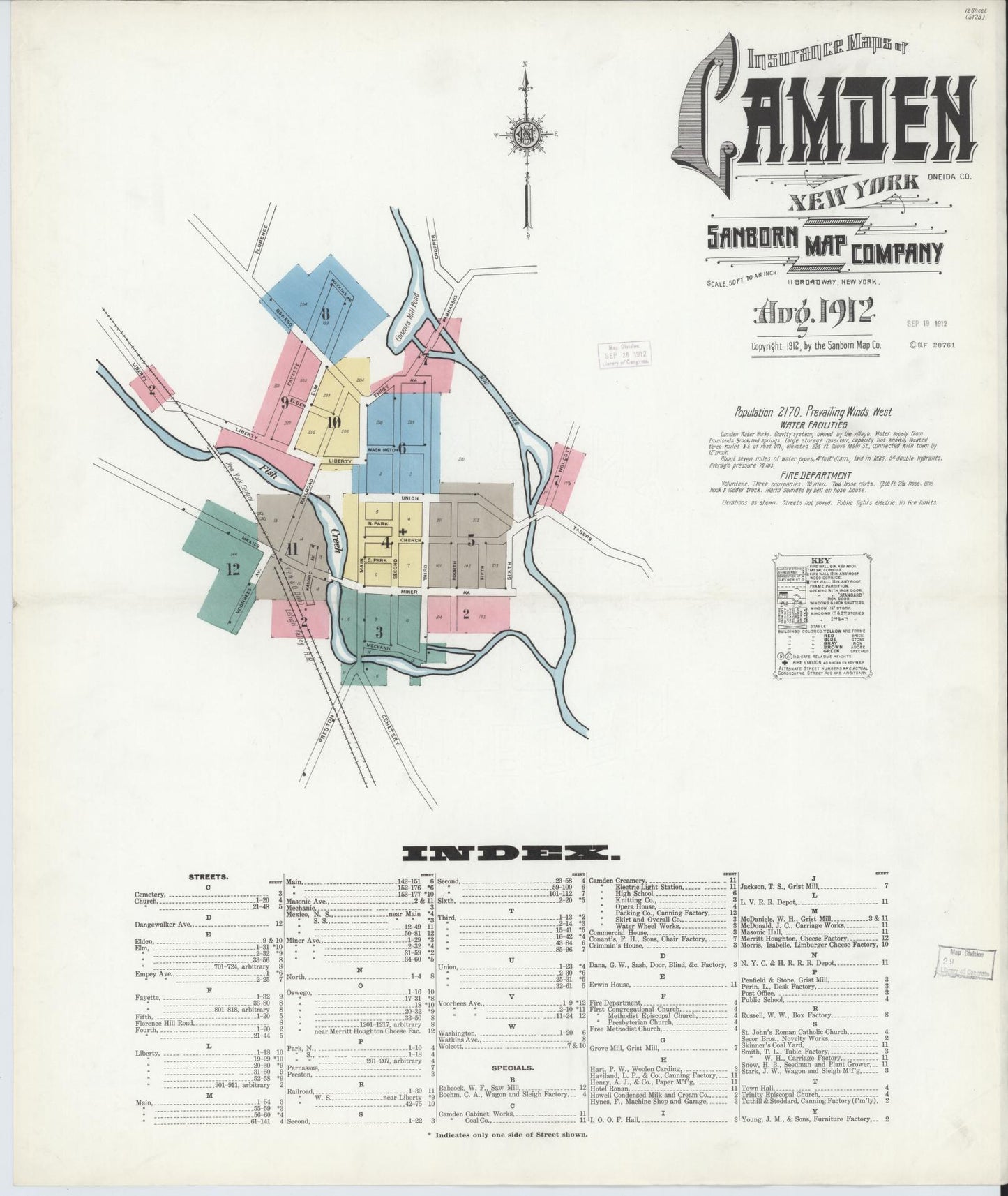 Sanborn Fire Insurance Map from Camden, Oneida County, New York. (1912) – Historic Sanborn Fire Insurance Map Print