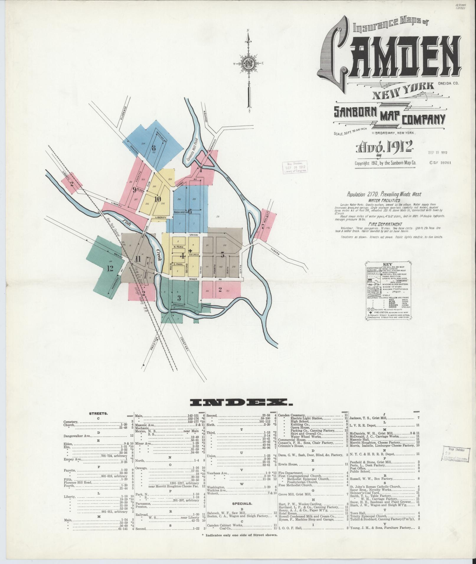 Sanborn Fire Insurance Map from Camden, Oneida County, New York. (1912) – Historic Sanborn Fire Insurance Map Print