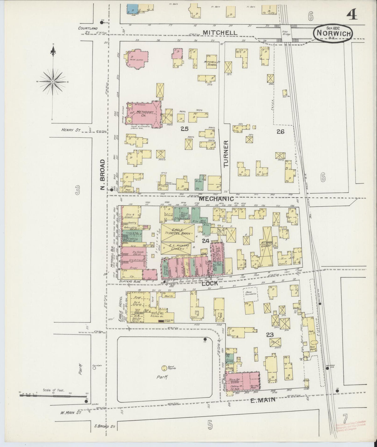 Sanborn Fire Insurance Map from Norwich, Chenango County, New York (1892), Sheet #0004 - Complete Map Set gallery image, historic Sanborn map, vintage wall art, New York New York