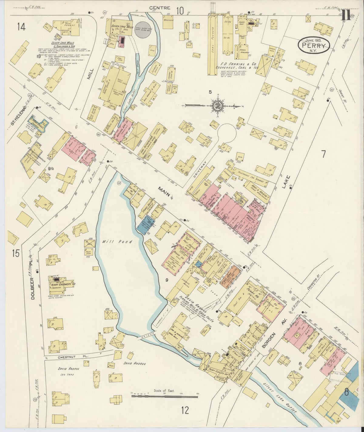 Sanborn Fire Insurance Map from Perry, Wyoming County, New York (1913), Sheet #0011 - Complete Map Set gallery image, historic Sanborn map, vintage wall art, Perry Wyoming