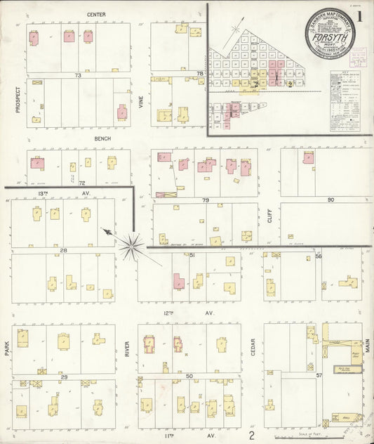 Sanborn Fire Insurance Map from Forsyth, Rosebud County, Montana (1903), Sheet #0001 - Historic Sanborn Fire Insurance Map Print, vintage old map wall art, antique decor, genealogy gift, Montana Montana map