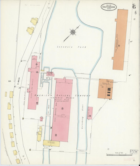 Sanborn Fire Insurance Map from Southbridge, Worcester County, Massachusetts (1911), Sheet #0006 - Historic Sanborn Fire Insurance Map Print, vintage old map wall art, antique decor, genealogy gift, Massachusetts Massachusetts map
