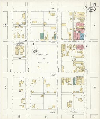 Sanborn Fire Insurance Map from Centralia, Lewis County, Washington (1901), Sheet #0013 - Complete Map Set gallery image, historic Sanborn map, vintage wall art, Washington Washington