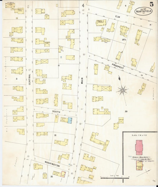 Sanborn Fire Insurance Map from Northfield, Washington County, Vermont (1897), Sheet #0005 - Historic Sanborn Fire Insurance Map Print, vintage old map wall art, antique decor, genealogy gift, Vermont Vermont map