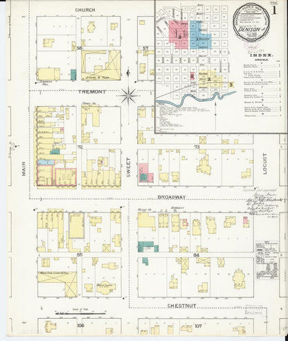 Sanborn Fire Insurance Map from Denison, Crawford County, Iowa (1893), Sheet #0001 - Historic Sanborn Fire Insurance Map Print