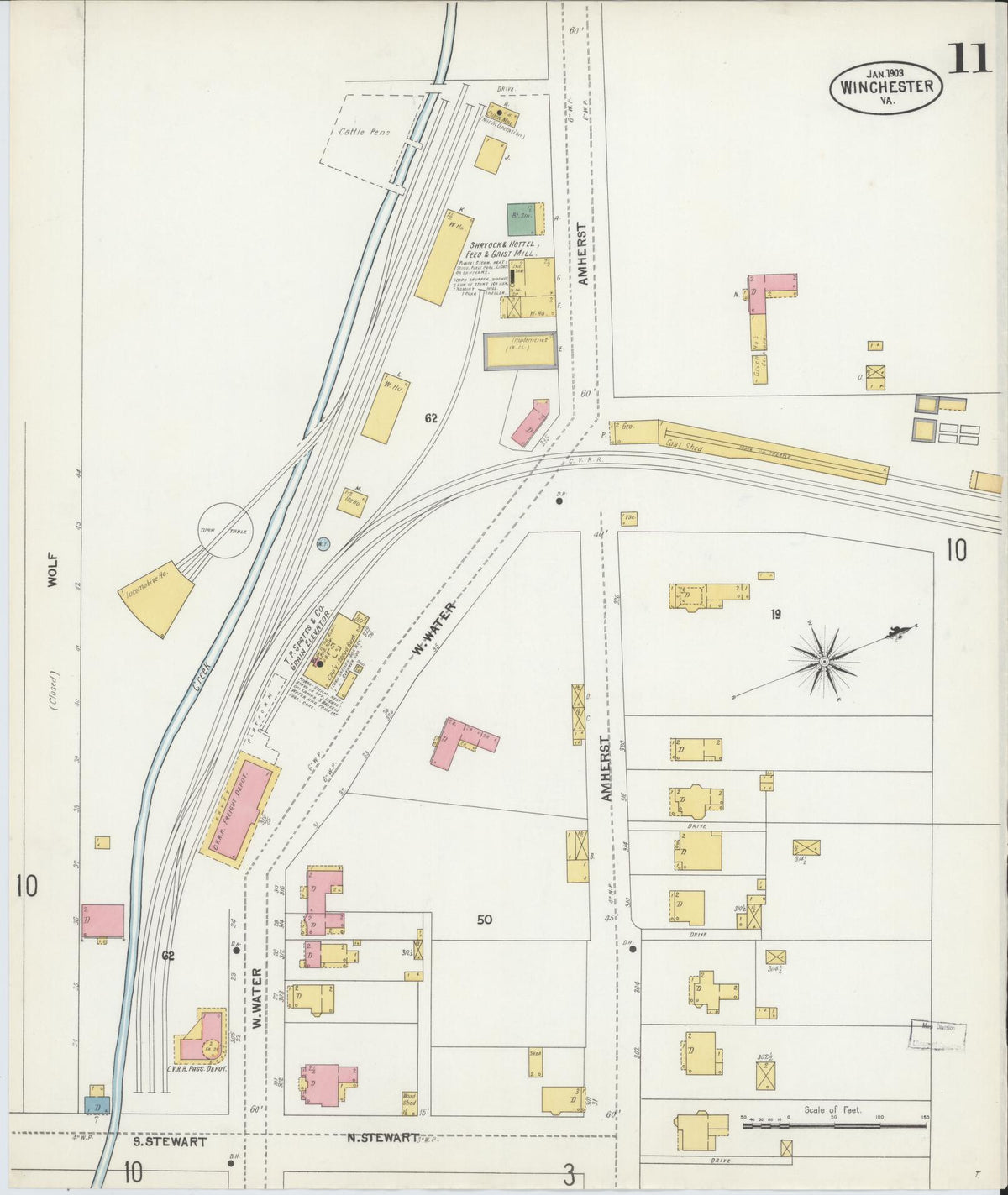 Sanborn Fire Insurance Map from Winchester, Independent Cities, Virginia (1903), Sheet #0011 - Complete Map Set gallery image, historic Sanborn map, vintage wall art, Virginia Virginia