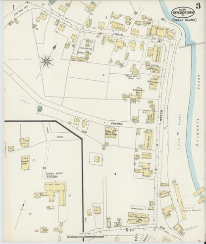 Sanborn Fire Insurance Map from New Shoreham, Newport County, Rhode Island (1897), Sheet #0003 - Complete Map Set gallery image, historic Sanborn map, vintage wall art, Rhode Island Rhode Island