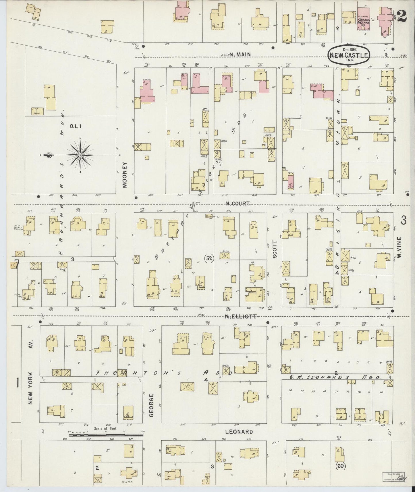 Sanborn Fire Insurance Map from New Castle, Henry County, Indiana (1896), Sheet #0002 - Complete Map Set gallery image, historic Sanborn map, vintage wall art, Indiana Indiana