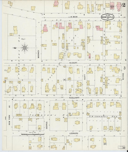Sanborn Fire Insurance Map from New Castle, Henry County, Indiana (1896), Sheet #0002 - Complete Map Set gallery image, historic Sanborn map, vintage wall art, Indiana Indiana