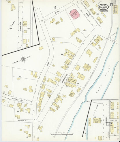 Sanborn Fire Insurance Map from Palmer, Hampden County, Massachusetts (1911), Sheet #0017 - Complete Map Set gallery image, historic Sanborn map, vintage wall art, Massachusetts Massachusetts