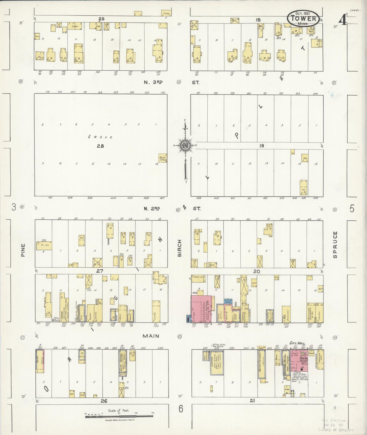 Sanborn Fire Insurance Map from Tower, Saint Louis County, Minnesota (1921), Sheet #0004 - Historic Sanborn Fire Insurance Map Print, vintage old map wall art, antique decor, genealogy gift, Minnesota Minnesota map