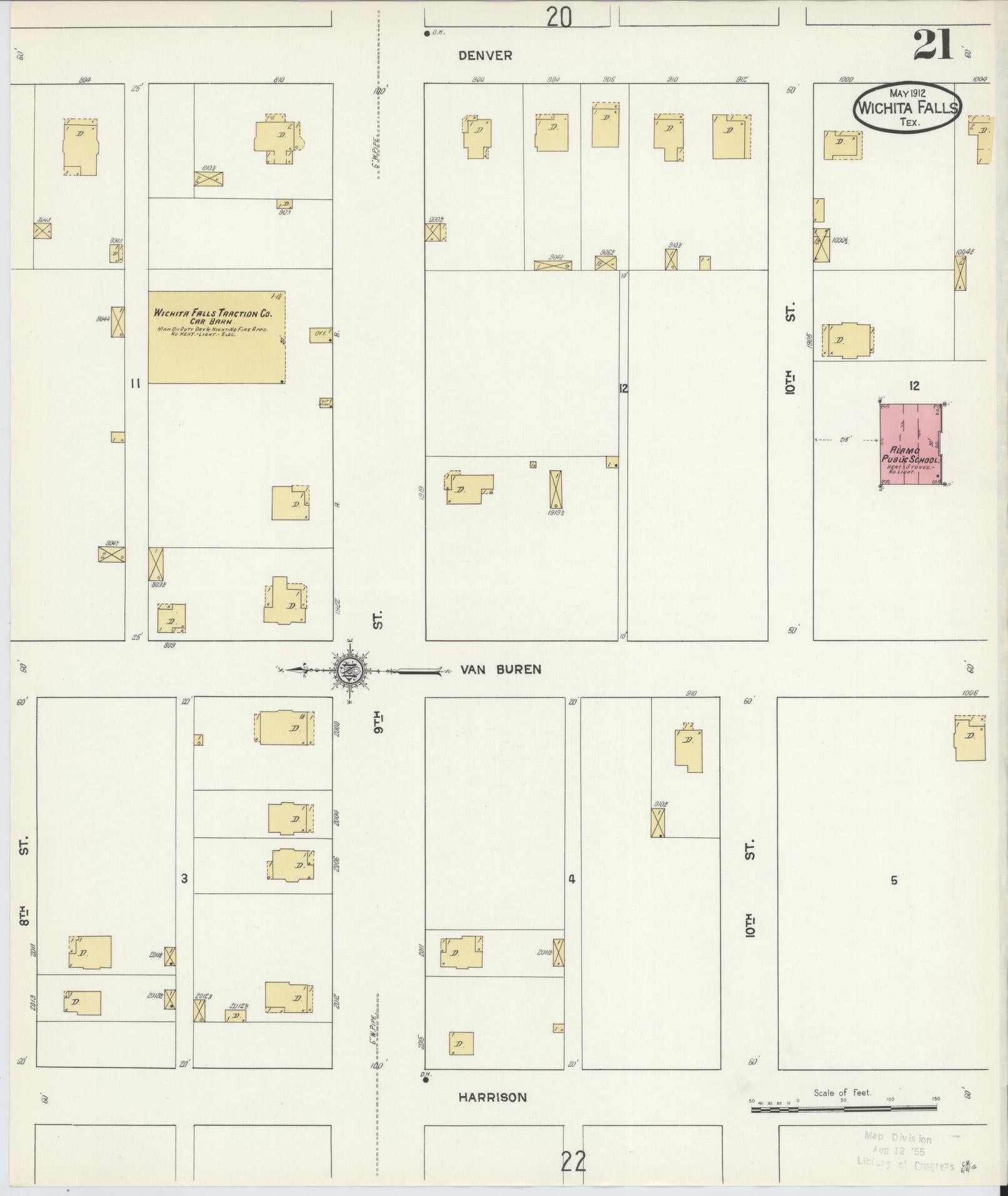 Sanborn Fire Insurance Map from Wichita Falls, Wichita County, Texas (1912), Sheet #0021 - Complete Map Set gallery image, historic Sanborn map, vintage wall art, Texas Texas