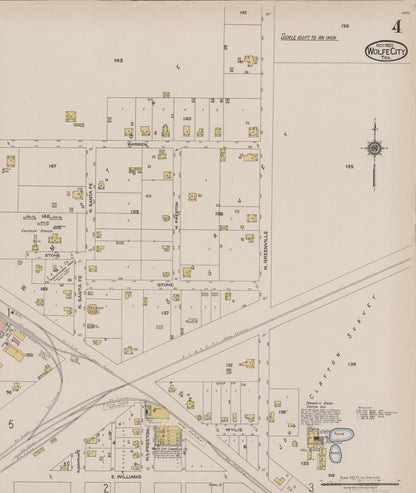 Sanborn Fire Insurance Map from Wolfe City, Hunt County, Texas (1922), Sheet #0004 - Complete Map Set gallery image, historic Sanborn map, vintage wall art, Texas Texas