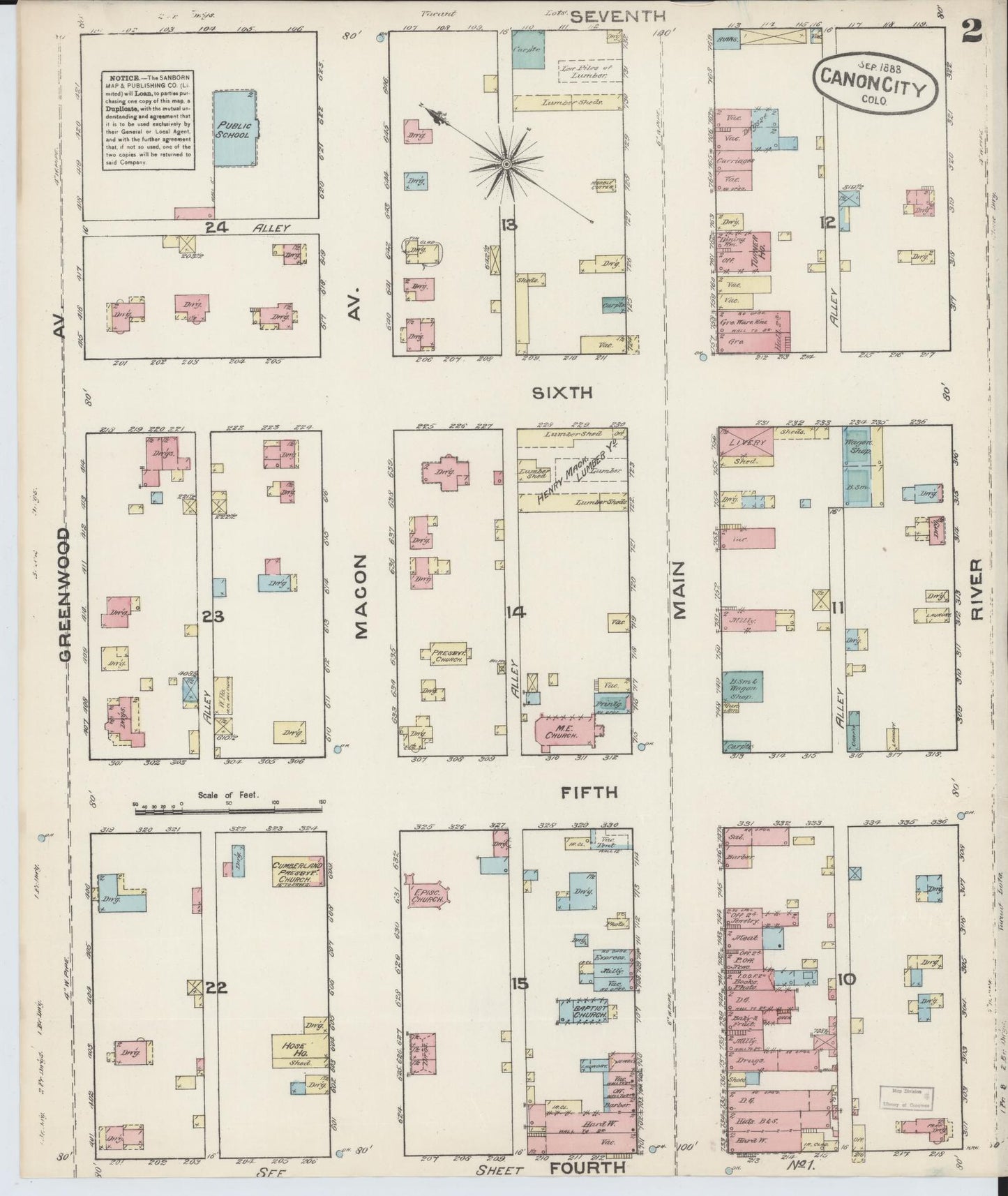Sanborn Fire Insurance Map from Canon City, Fremont County, Colorado (1883), Sheet #0002 - Complete Map Set gallery image, historic Sanborn map, vintage wall art, Colorado Colorado