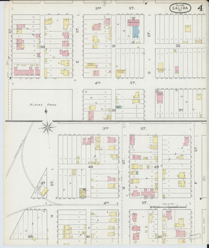 Sanborn Fire Insurance Map from Salida, Chaffee County, Colorado (1893), Sheet #0004 - Complete Map Set gallery image, historic Sanborn map, vintage wall art, Colorado Colorado