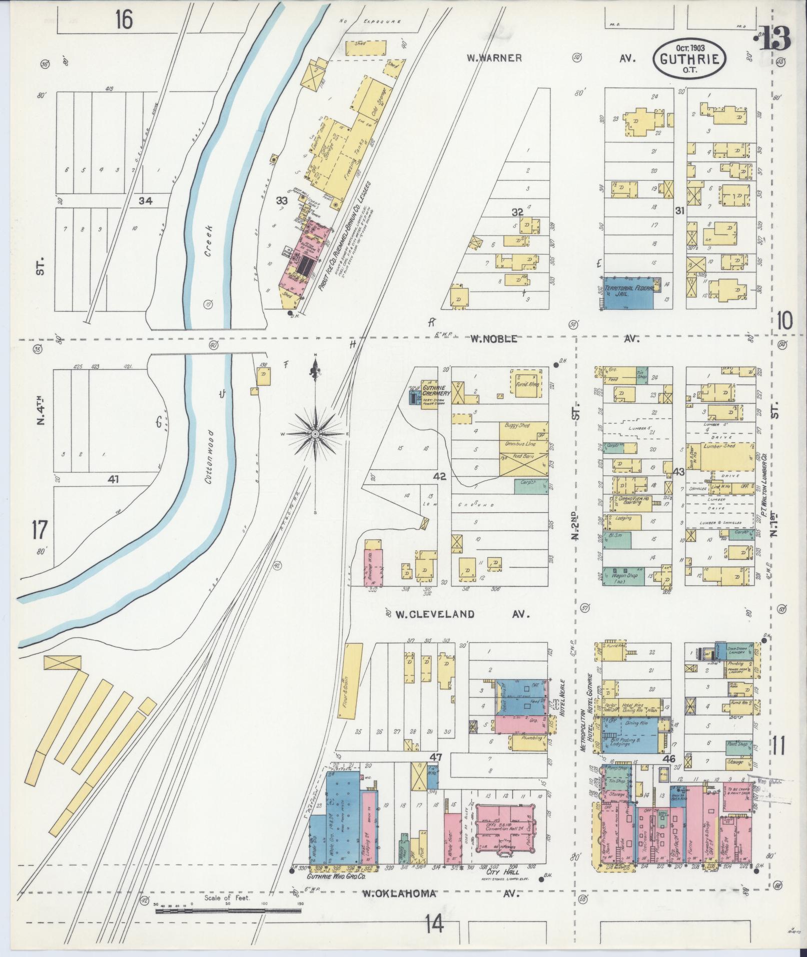 Sanborn Fire Insurance Map from Guthrie, Logain County, Oklahoma (1903), Sheet #0013 - Complete Map Set gallery image, historic Sanborn map, vintage wall art, Oklahoma Oklahoma