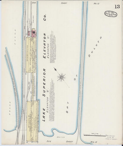 Sanborn Fire Insurance Map from Duluth, Saint Louis County, Minnesota (1885), Sheet #0013 - Historic Sanborn Fire Insurance Map Print, vintage old map wall art, antique decor, genealogy gift, Minnesota Minnesota map