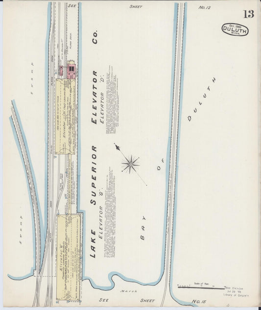 Sanborn Fire Insurance Map from Duluth, Saint Louis County, Minnesota (1885), Sheet #0013 - Historic Sanborn Fire Insurance Map Print, vintage old map wall art, antique decor, genealogy gift, Minnesota Minnesota map