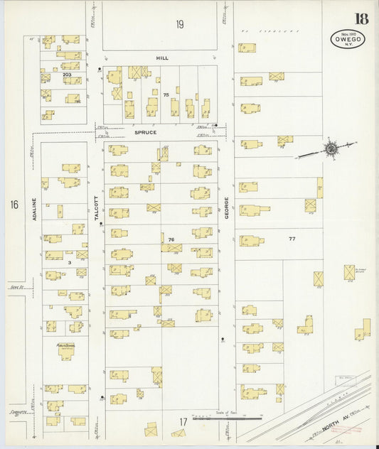 Sanborn Fire Insurance Map from Owego, Tioga County, New York (1910), Sheet #0018 - Historic Sanborn Fire Insurance Map Print, vintage old map wall art, antique decor, genealogy gift, New York New York map