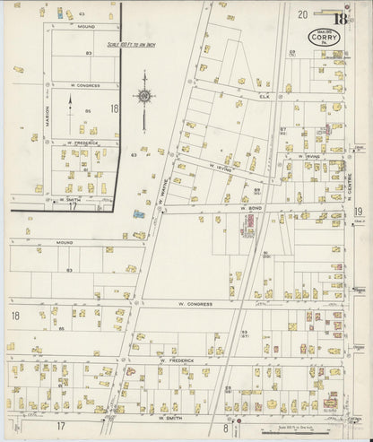 Sanborn Fire Insurance Map from Corry, Erie County, Pennsylvania (1915), Sheet #0018 - Complete Map Set gallery image, historic Sanborn map, vintage wall art, Pennsylvania Pennsylvania