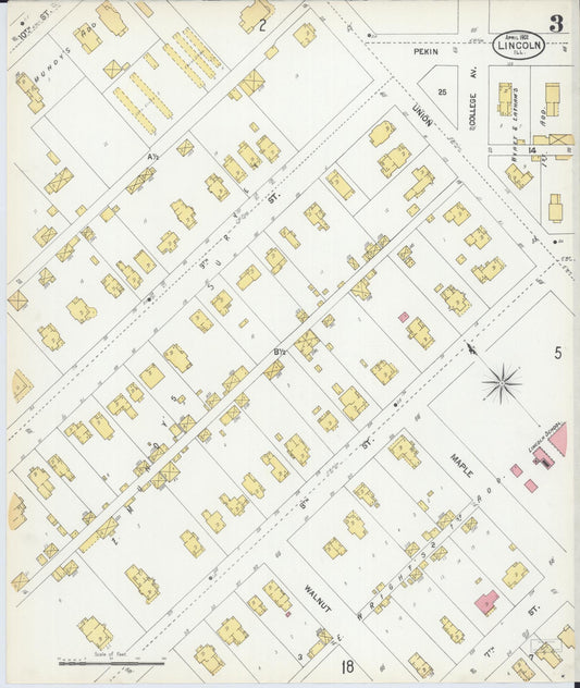 Sanborn Fire Insurance Map from Lincoln, Logan County, Illinois (1902), Sheet #0003 - Historic Sanborn Fire Insurance Map Print, vintage old map wall art, antique decor, genealogy gift, Illinois Illinois map