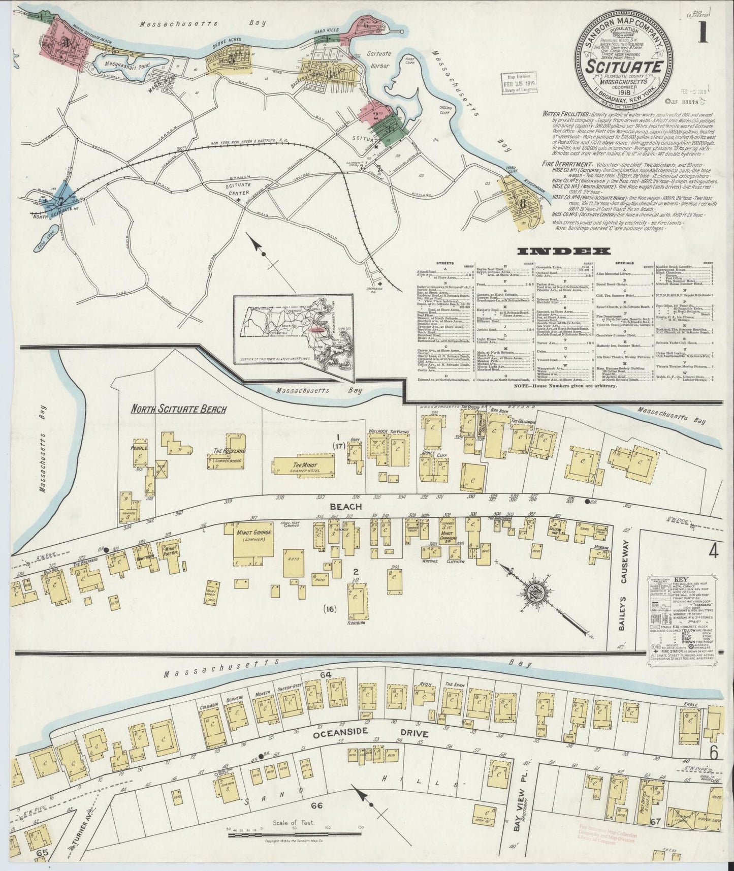 Sanborn Fire Insurance Map from Scituate, Plymouth County, Massachusetts (1918), Sheet #0001 - Complete Map Set gallery image, historic Sanborn map, vintage wall art, Massachusetts Massachusetts