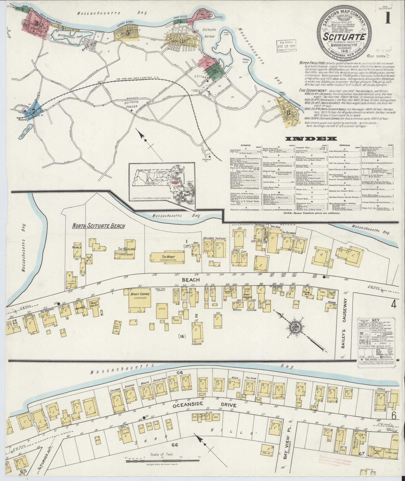 Sanborn Fire Insurance Map from Scituate, Plymouth County, Massachusetts (1918), Sheet #0001 - Complete Map Set gallery image, historic Sanborn map, vintage wall art, Massachusetts Massachusetts