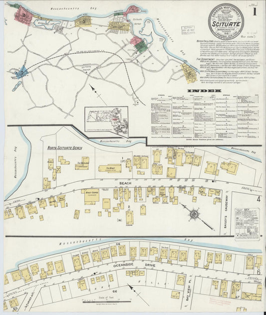Sanborn Fire Insurance Map from Scituate, Plymouth County, Massachusetts (1918), Sheet #0001 - Complete Map Set gallery image, historic Sanborn map, vintage wall art, Massachusetts Massachusetts